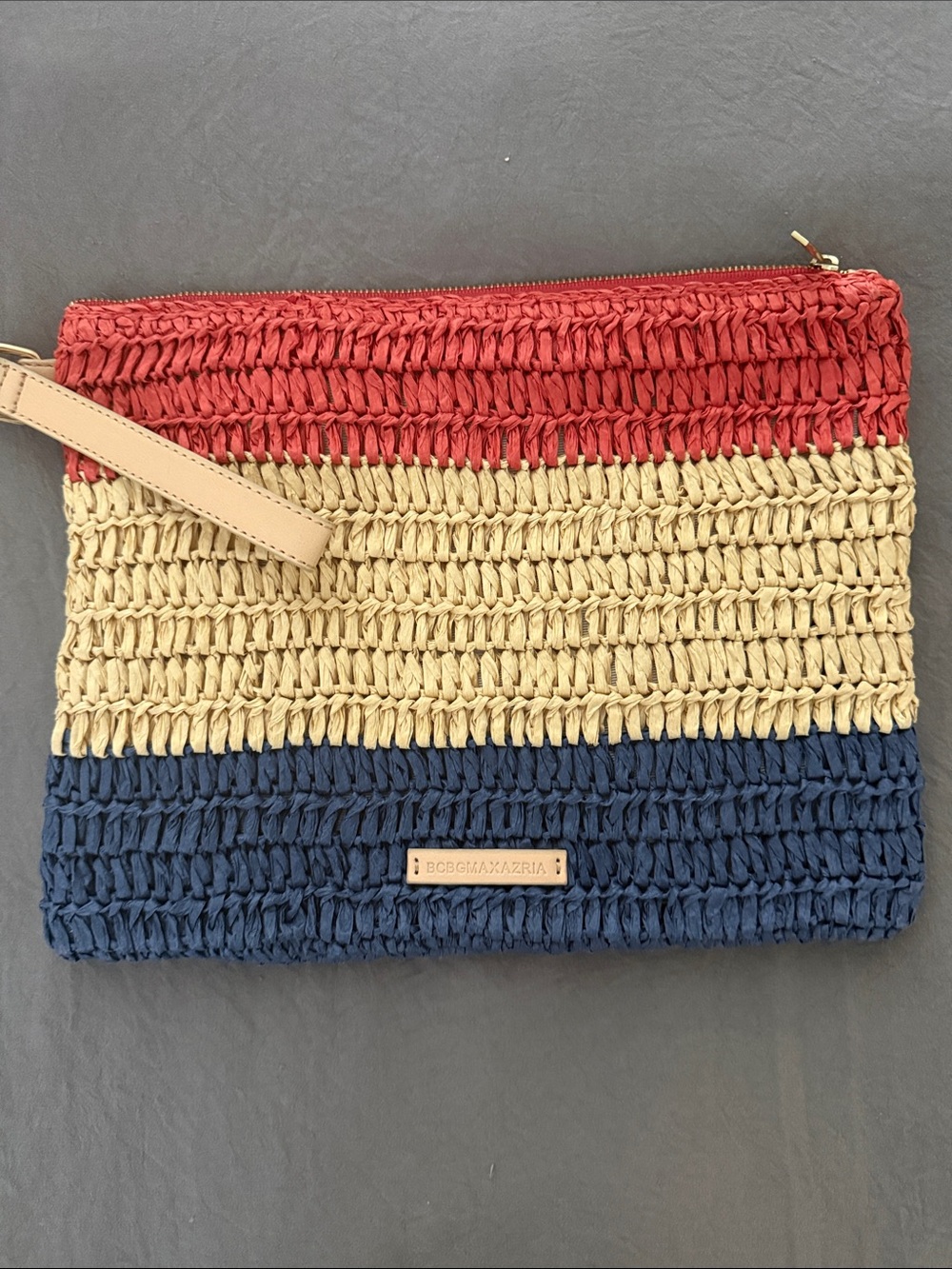 BCBGMaxAzria Red, Cream & Navy Woven Wristlet
